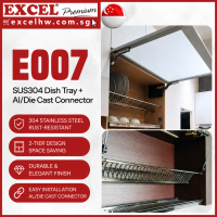 【Excel Hardware】E007 SUS304 Dish Tray + Al/Die Cast Connector - 304 Stainless Steel Rust-Resistant - 2-Tier Design Space Saving