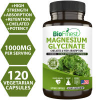 Biofinest Chelated Magnesium Glycinate   1000mg Supplement - Rapid Absorption Supplement For Healthy Heart Bone Muscle Kidney Bowel Immune Energy Metabolism Mood Sleep Health - Gluten-Free Non-GMO - Made in USA (120 vegan capsules)