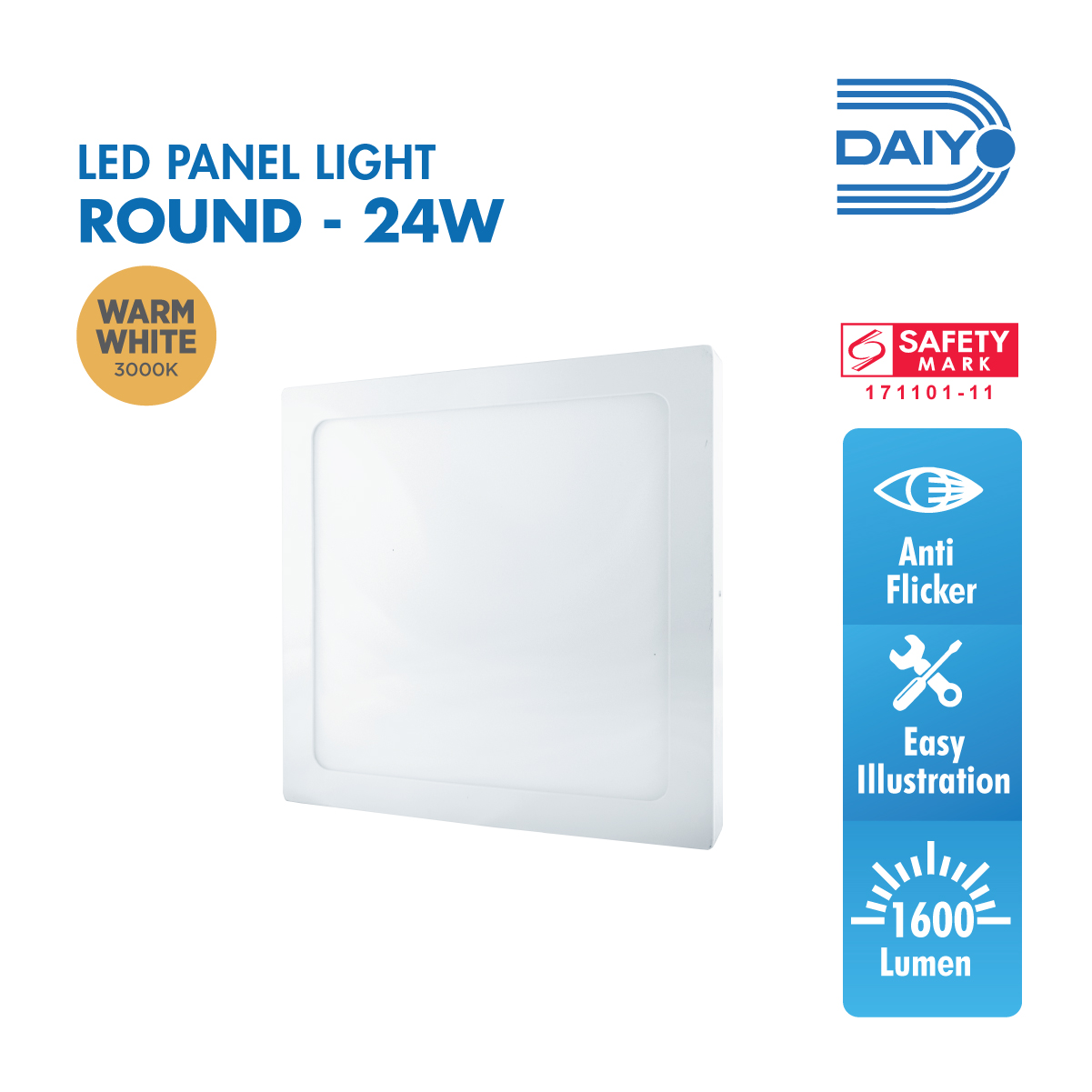 Daiyo LPS 153-WW 24W LED Surfaced Panel Light Square Shape (Warm White)
