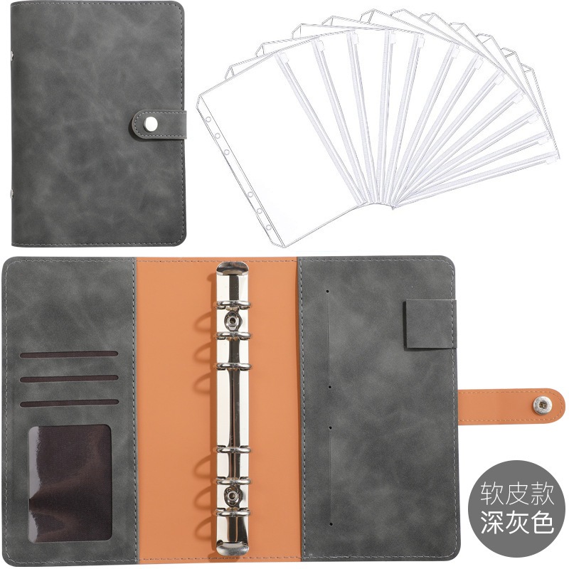 [SG Ready Stock]Convenient A6 Currency Organizer Cash Envelope Savings Money 6 Holes Binder Zipper Folders Notebook