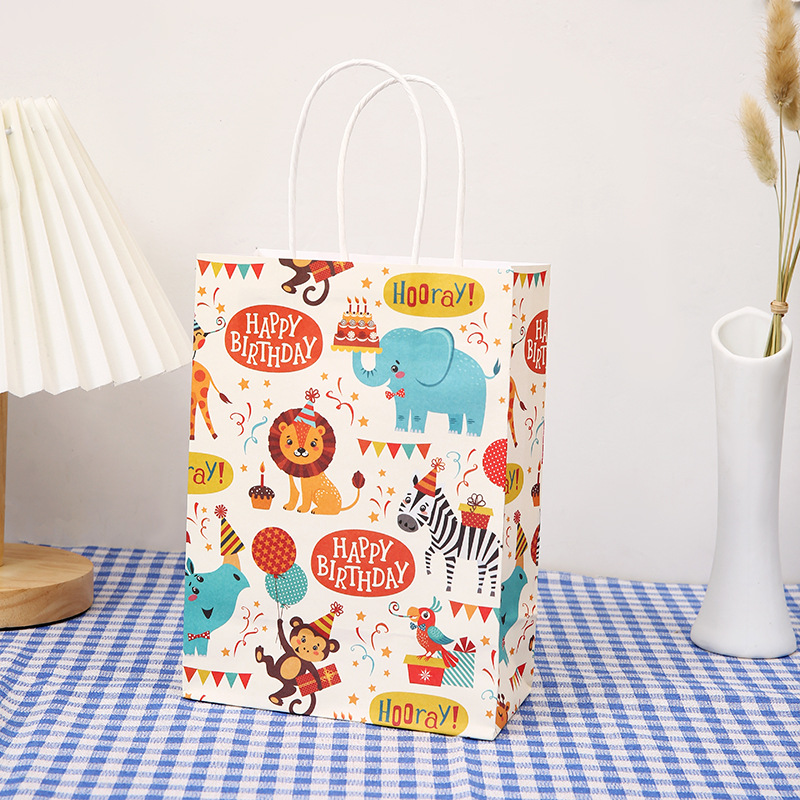 10PCS Set Paper Bag Kids Birthday Goodie Bag Party Gift Bag Kraft Paper Bag Teachers Day Children Day Gift Bag