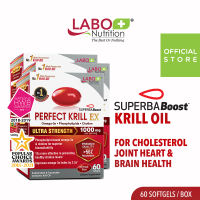 [3 Boxes] LABO Nutrition Perfect Krill EX 1000mg Superba Boost Krill Oil 560mg Phospholipids 70mg Choline | Heart Brain Eye Cellular Health Softgels 180s | High Absorption EPA DHA Omega 3 No Fishy Aftertaste Sustainable Source