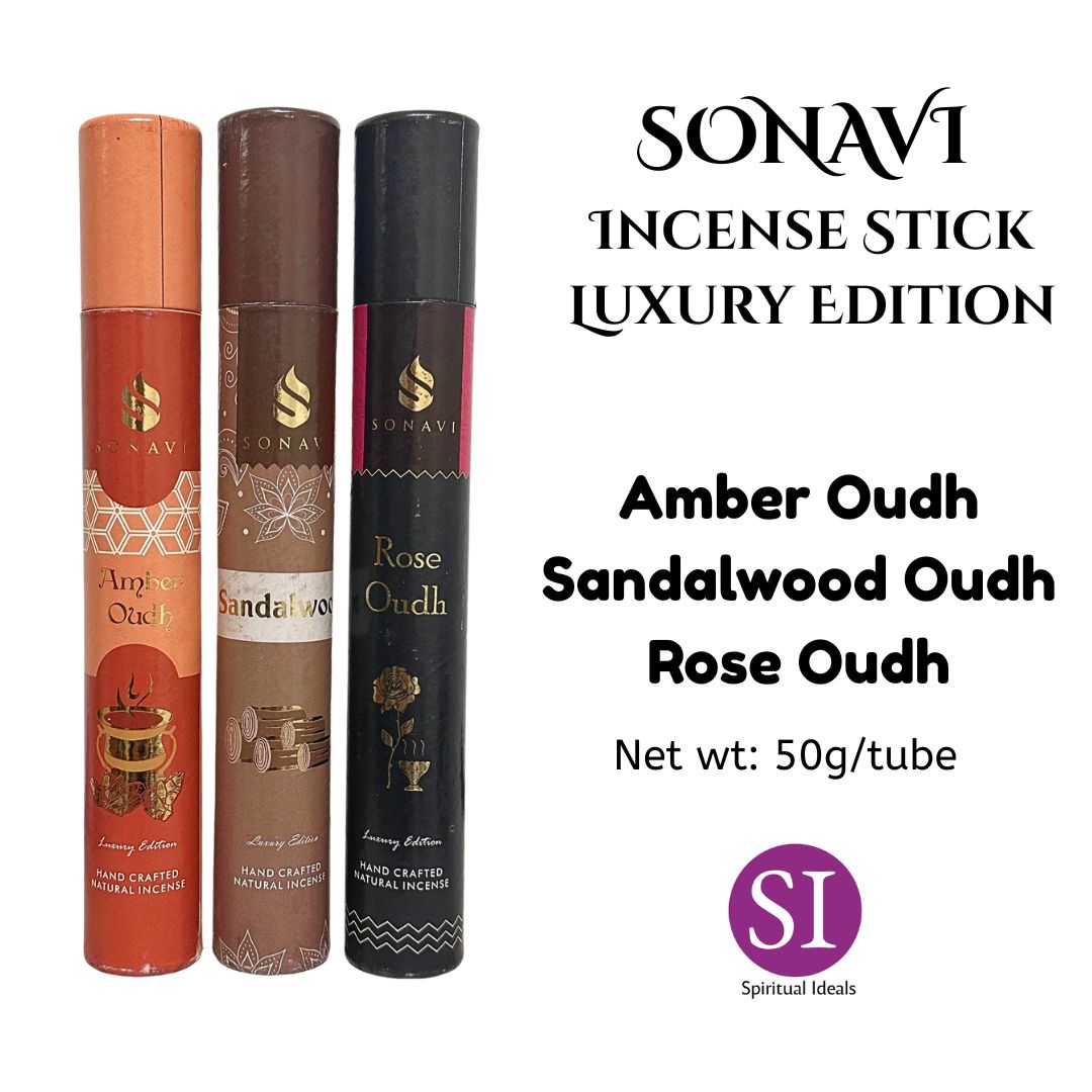 Sonavi Luxury Aromatherapy Incense Sticks - Amber/Sandalwood/Rose Oudh Scent 50g