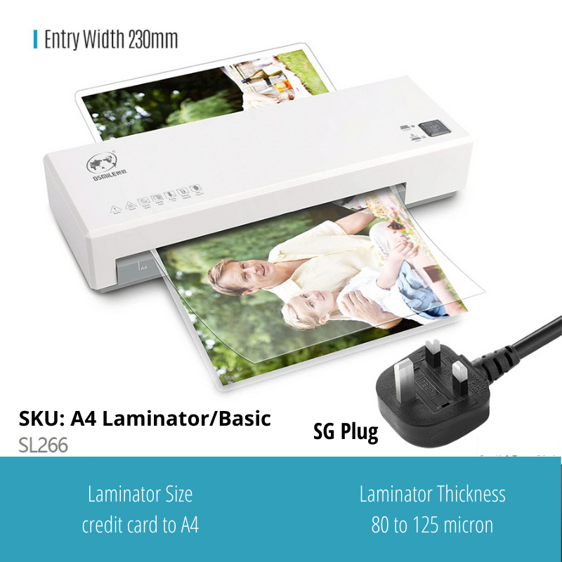 {SG} A4 Laminator Machine with SG Plug Laminating Sheet Laminate Sheet 100 Mic Hot Cold Laminating Pouch Laminate Machin