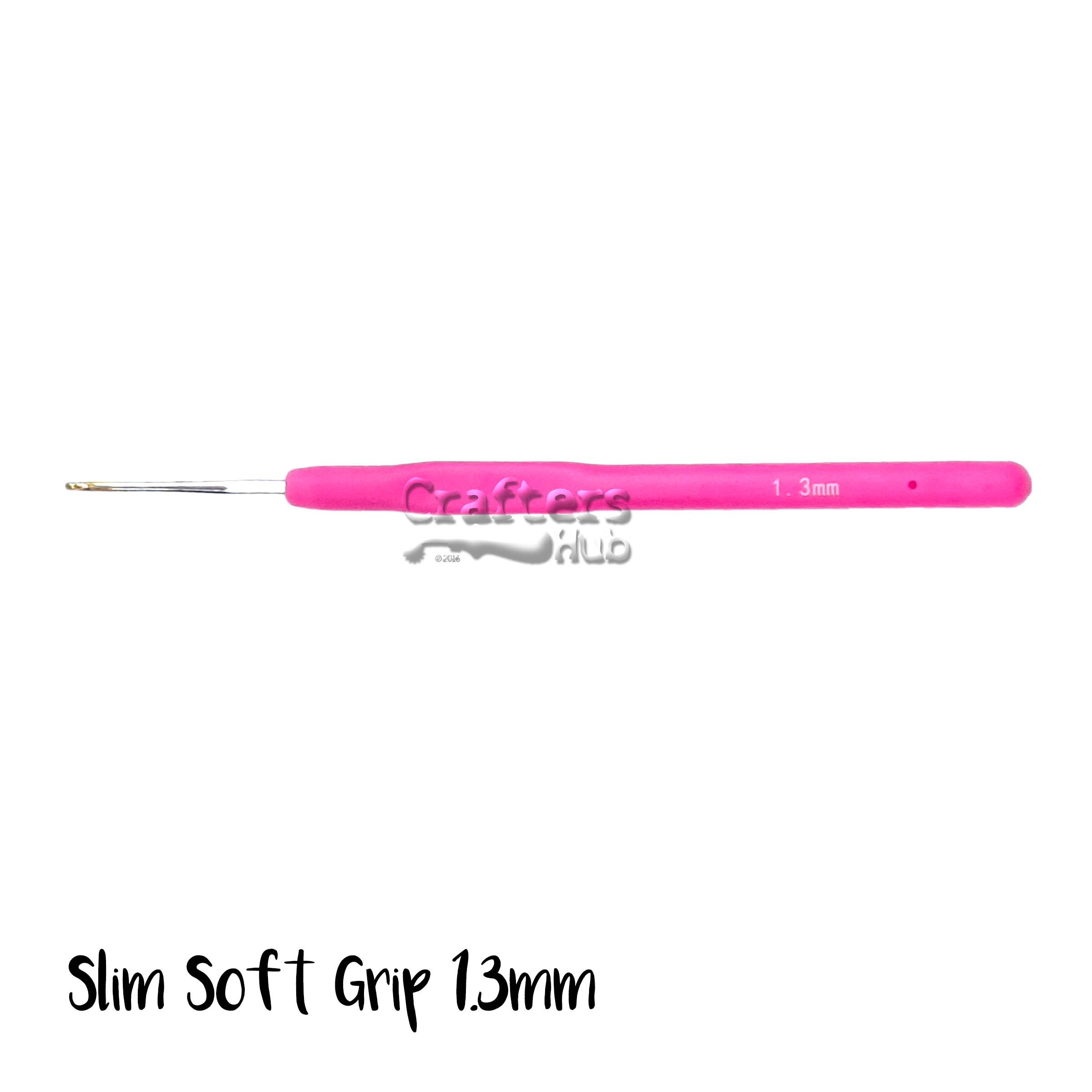 Slim soft grip candy-coloured crochet hooks with golden tip
