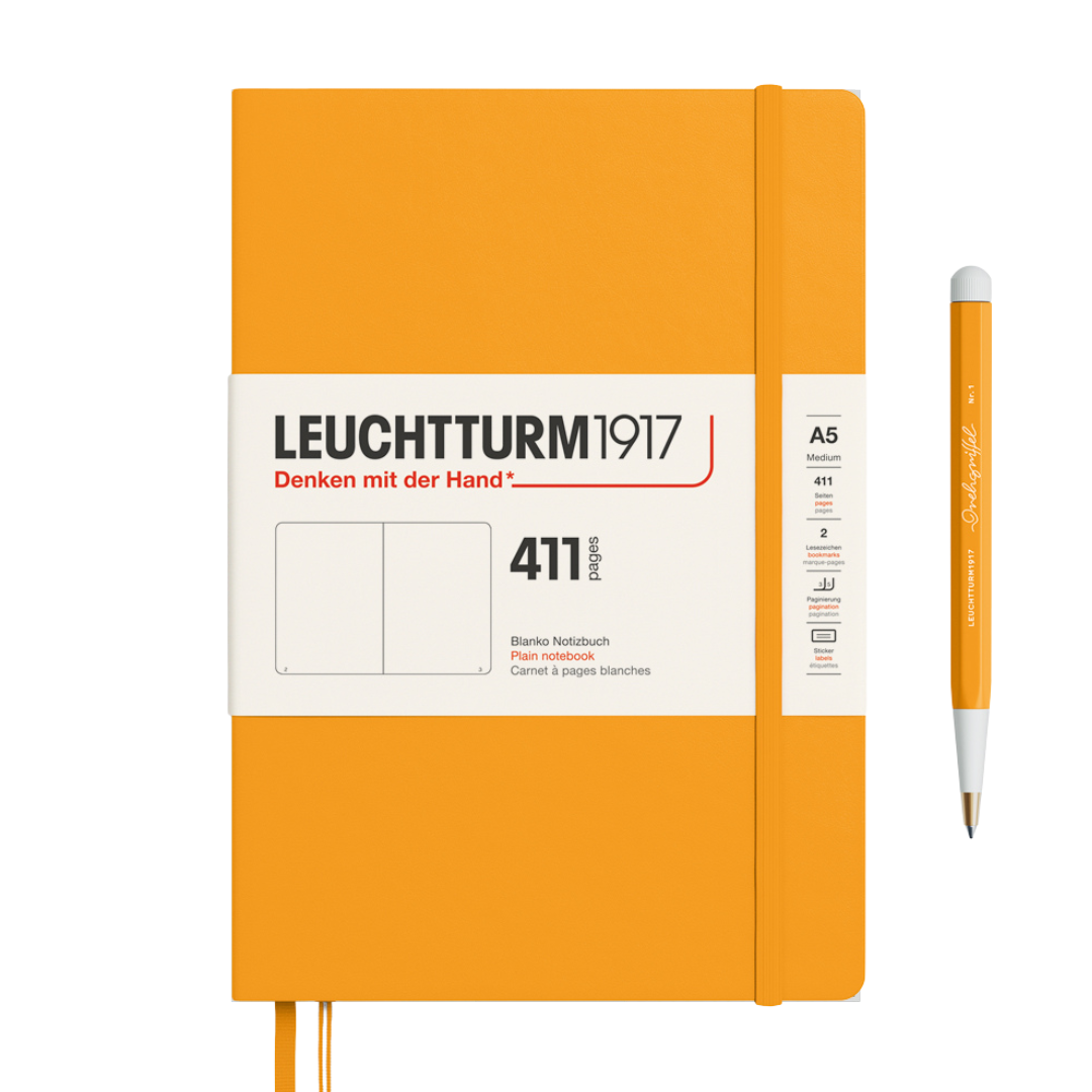 Leuchtturm1917 A5 Medium Hardcover Notebook / Plain Dotted & Ruled (411 numbered pages)