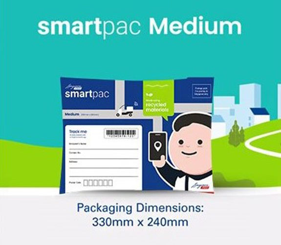 Smartpac SMALL | 220mm by 150mm | Smartpac MEDIUM | 330mm by 240mm | Smart pac Singpost | Singapore Post | Tracked mailing