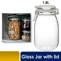 ikea Airtight Glass jar with lid Glass Storage Containers with Lids Glass Canisters Striped Clip Fastening Jar for Kitchen Canning Tea Pasta Sugar Beans Cookie Jam Oat
