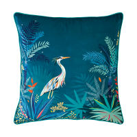 Sara Miller London - 50cm x 50cm Teal Heron Velvet Feather Filled Cushion (HERON0241)