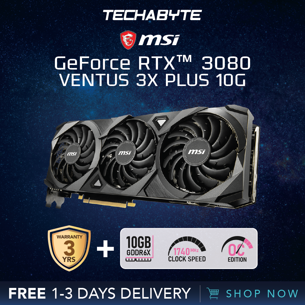 MSI GeForce RTX 3080 VENTUS 3X PLUS 10GB GDDR6X OC LHR Gaming