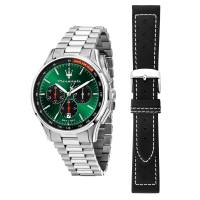 【2 Years Warranty】 Maserati Sorpasso 42mm Mens Quartz Watch Luminous Dial Hands with Stainless Steel and Black Leather Strap R8873624002