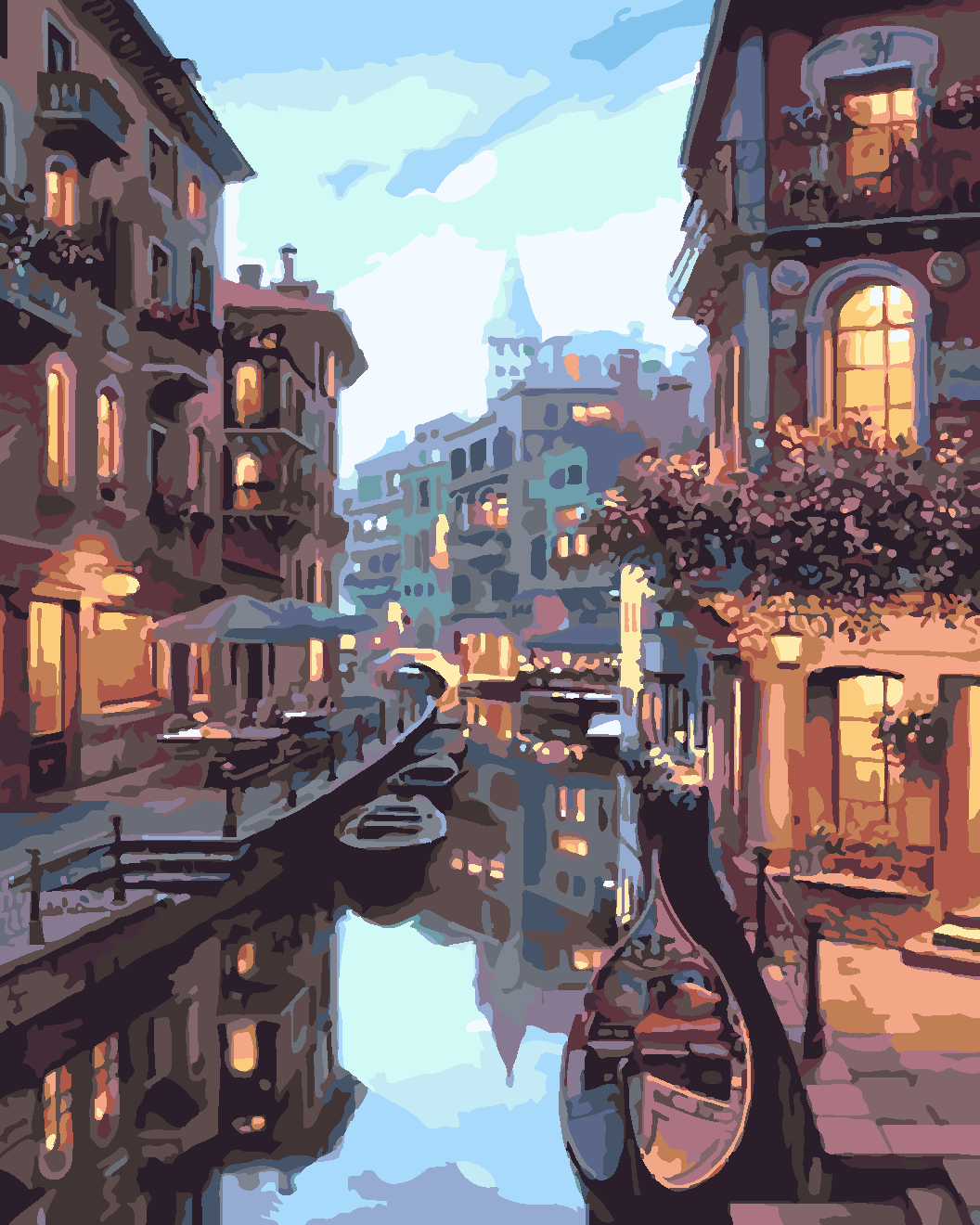 Framed 40 x 50cm DIY Paint by Numbers Canvas Painting / Painting by number / Wall art Home Decor- Venice Night