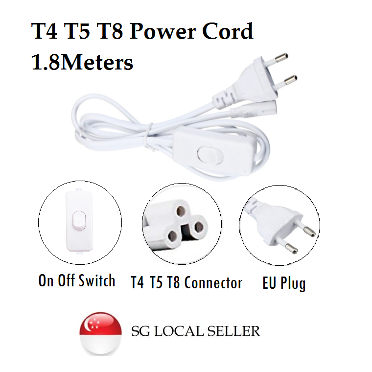 T5 T8 LED Light Tube Connector Cable Power Cord EU Plug 1.8meter 1.8m GSE