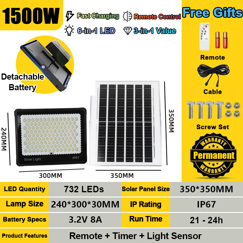 🔥Ship in 12 Hour+Buy1Take1🔥2025 New 1000W Solar Light Outdoor Waterproof Solar Garden Light Solar Flood Light Solar Spotlight LED Outdoor Solar Light Solar Led Light Solar Panel Ip67 Waterproof