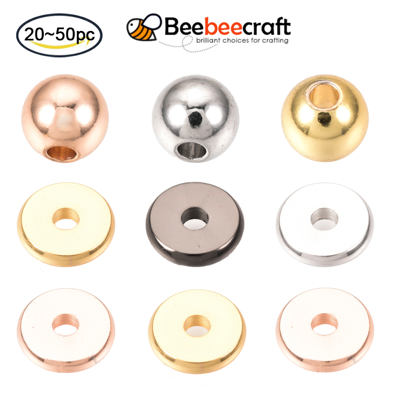 Beebeecraft 20-50 pc Brass Spacer Beads Golden Flat Round Spacer Beads