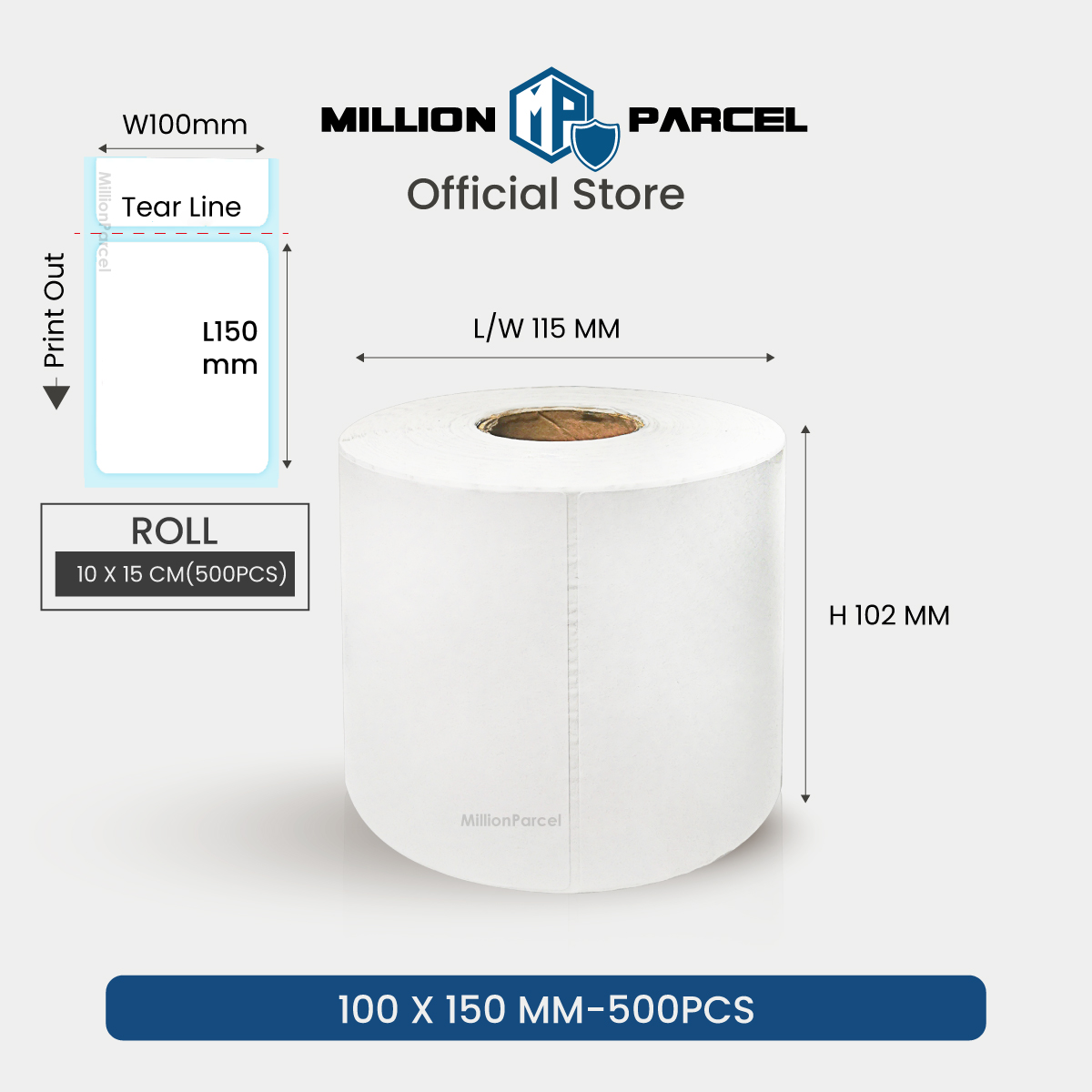 MillionParcel Thermal Printer Label Sticker| Shipping Label | Waybill Printer Sticker Label | Barcode Sticker | Thermal Label