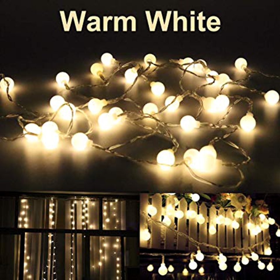 LED Fairy Lights Globe String Ball Warm White Wedding Xmas Party EU 2 Pin Plug 10m 100 Bulbs