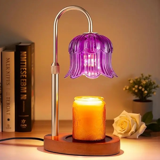 Modern Metal Candle Warmer Lamp with Timer & Brightness Control Adjustable Flameless Safety Cylindrical Decorative for Home Decor & Relaxation Amber-Scented Jar Candle Warmer Lamp