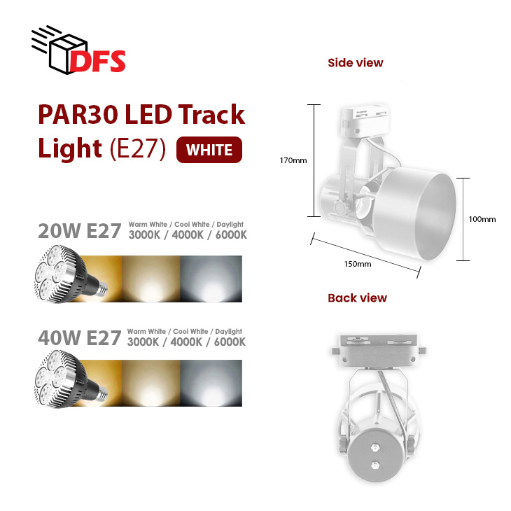 DFS LED PAR30 LED TRACK LIGHT E27 HOLDER 20W/40W