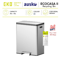 EKO | Ecocasa II | 30L + 30L | Recycling Bin | Pedal Dustbin | Soft Closing | Indoor Dustbin