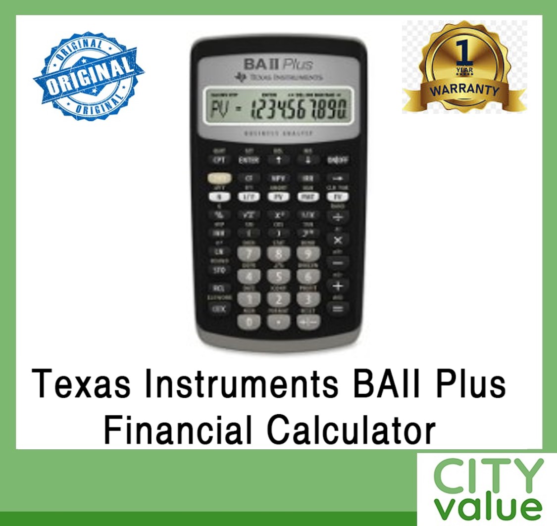 Texas Instruments BAII Plus FInancial Calculator. Original Retail Pack. Guaranteed Locl SG Seller. Fast Shipping. Full Warranty.