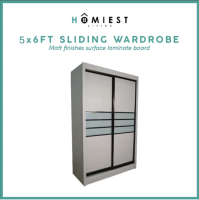 (Free Installation) Homiest / 4ft & 5ft Sliding Wardrobe / Particle Board / Wood Tone