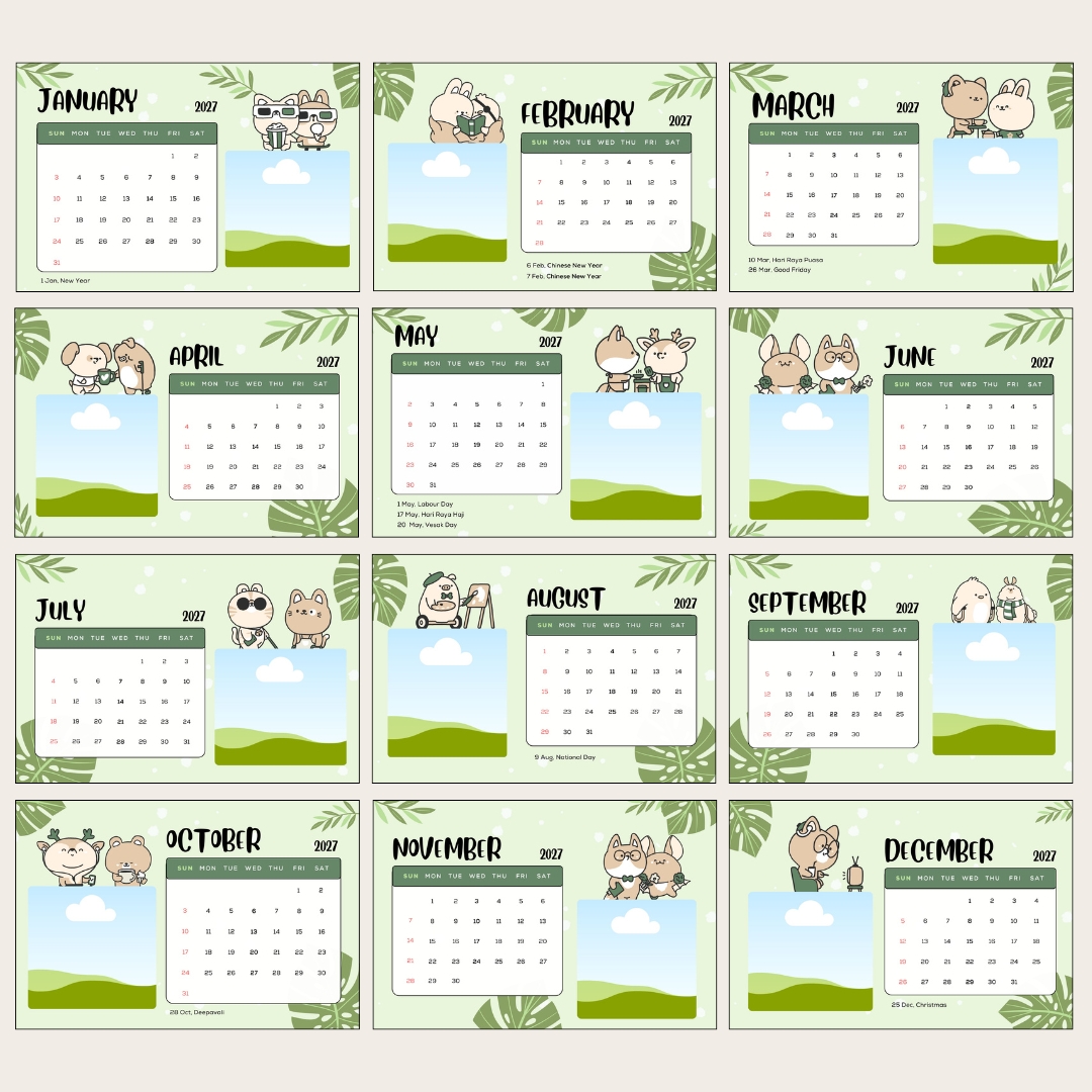 【Mach Photo】Customised 2026 2027 Calendar 4R Flip Monthly Calendar 12 Photos Different Themes Personalised Gift Home Decoration Office Workspace Tabletop Display