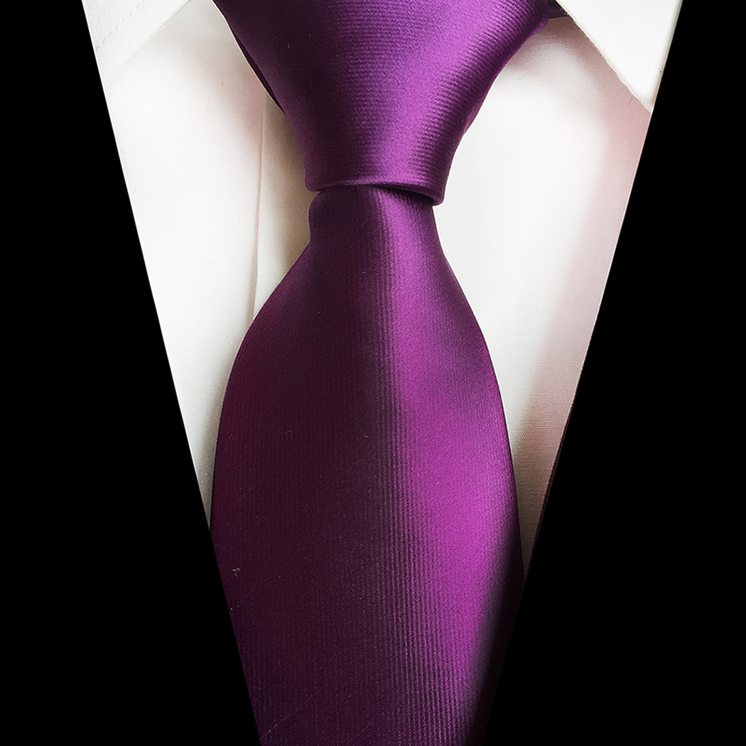 Màu tím Cà vạt nam Màu đặc Chiều rộng cổ điển Vải phản quang mật độ cao Polyester Không Pilling Chống gấp Quà tặng bạn trai của chồng Cho tiệc cưới