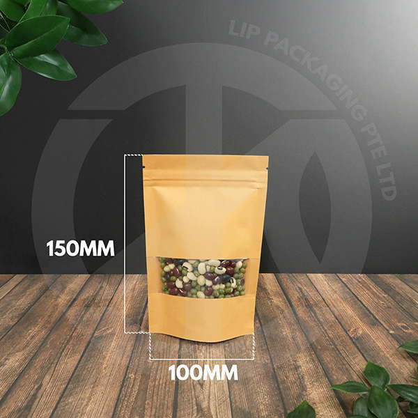 Kraft Paper Zip Lock Bags w/Window (50pcs) / Kraft Window Pouch / Resealable Bags w/Window / Snack Bags w/Window