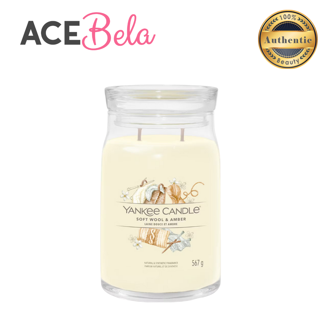Yankee Candle Signature Large Jar Soft Wool & Amber 567g (100% Authentic from Acebela)