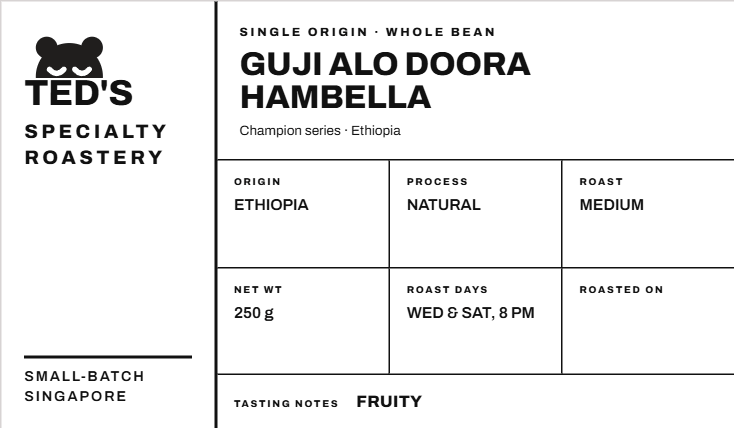 Ethiopia Guji Alo Doora Champion Series Hambella Natural Coffee Beans (Medium Ro
