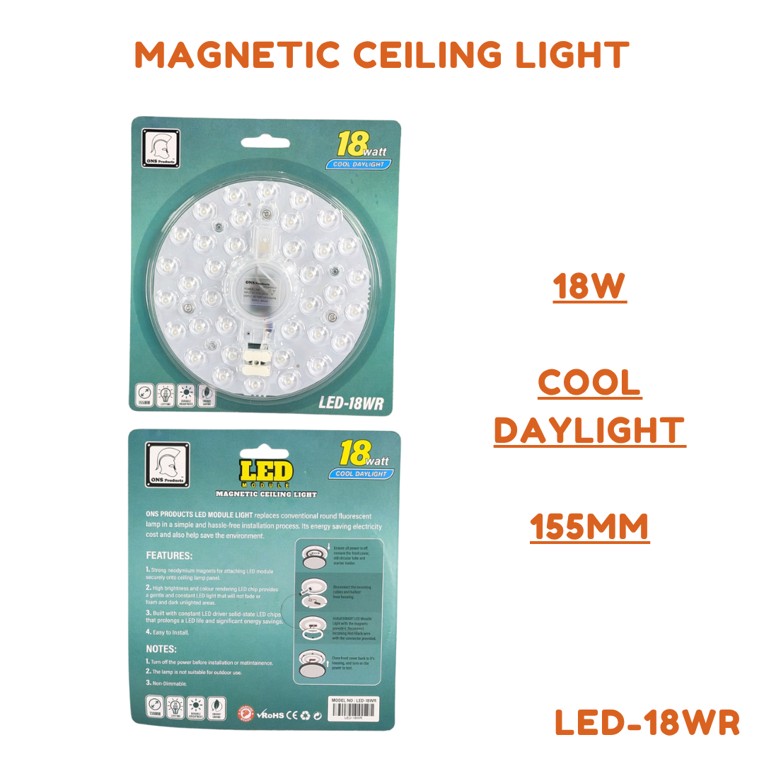 ONS 18W/24W/36W/48W LED Magnetic Ceiling Light 6500K Round/Square/Tri-Tone LED Ceiling Light [Singapore Home Grown Brand]