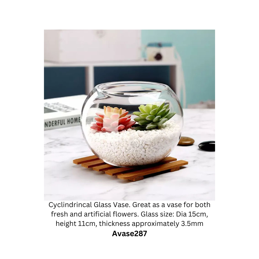 Glass Fish Bowl Vase | Round Ball Glass Vase | Clear Terrarium Bowl | Flower Vase | Home Decor | Wedding & Event Centerpiece | Avase287