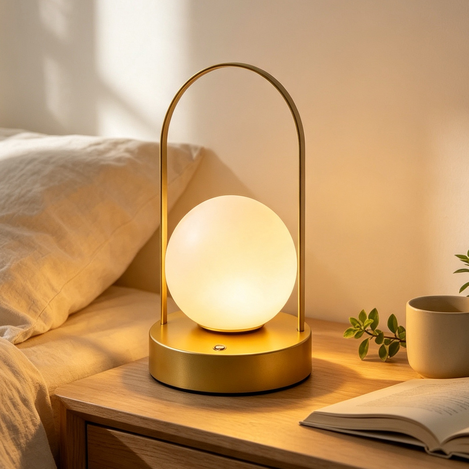 Cordless Table Lamp Rechargeable LED Desk Light 1200mAh Touch Dimming Night Light Portable Metal Lantern for Bedroom/Dining/Outdoor