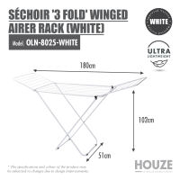 [HOUZE] Sechoir 3 Fold Winged Airer Rack - Laundry | Organizer | Towels | Clothes | Drying Rack