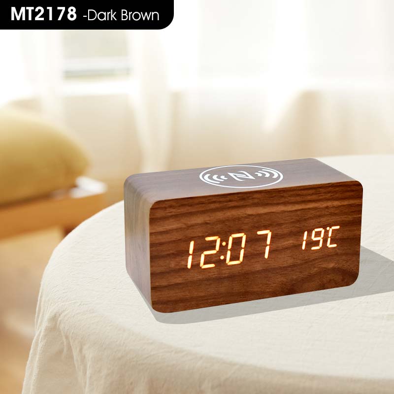 【SG】HXR Wireless Charging Alarm Clock MT2178 With Light Battery Operated Table Clock For Living/Kitchen Room