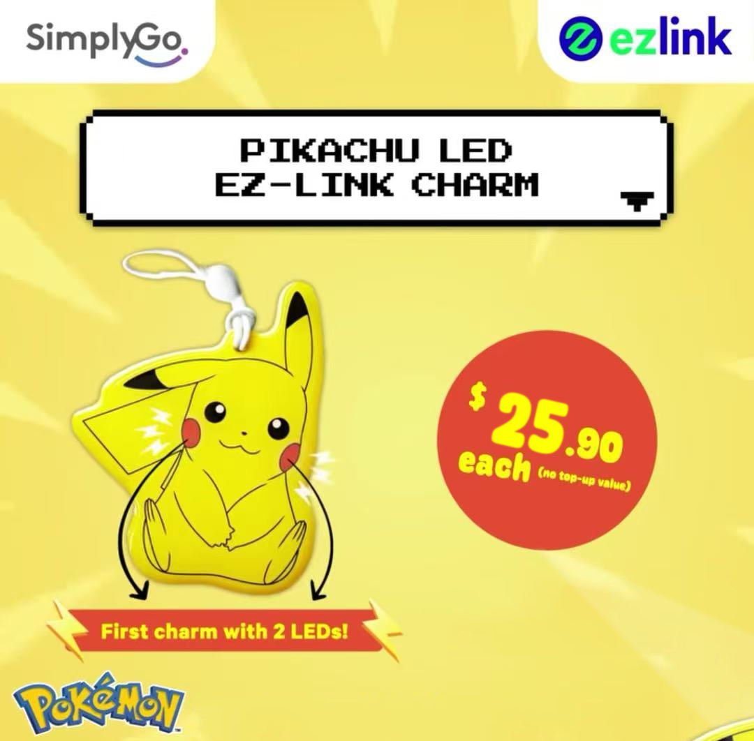 Pikachu LED EZ-Link Charm/NETS Flashpay Charm (Exp:2031)