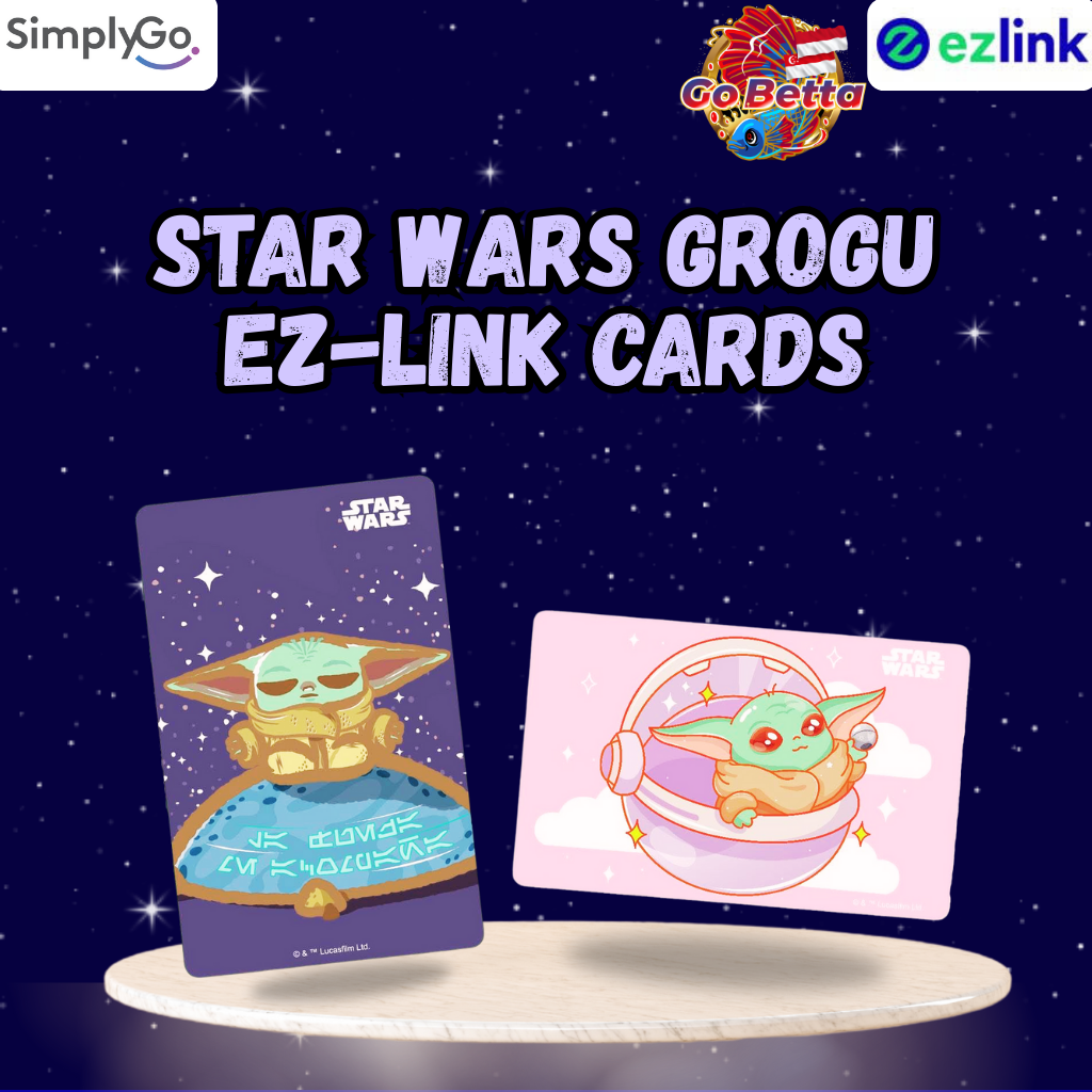 🇸🇬 Ezlink Star Wars Grogu EZ-Link Cards (Set of 2) | EZ Link Singapore MRT Bus Cards | Baby Yoda SimplyGo Collectible Transport Cards | StarWars EZ-Link Card Limited Edition | Grogu Tap & Go Payment Cards for Train Bus Travel in Singapore