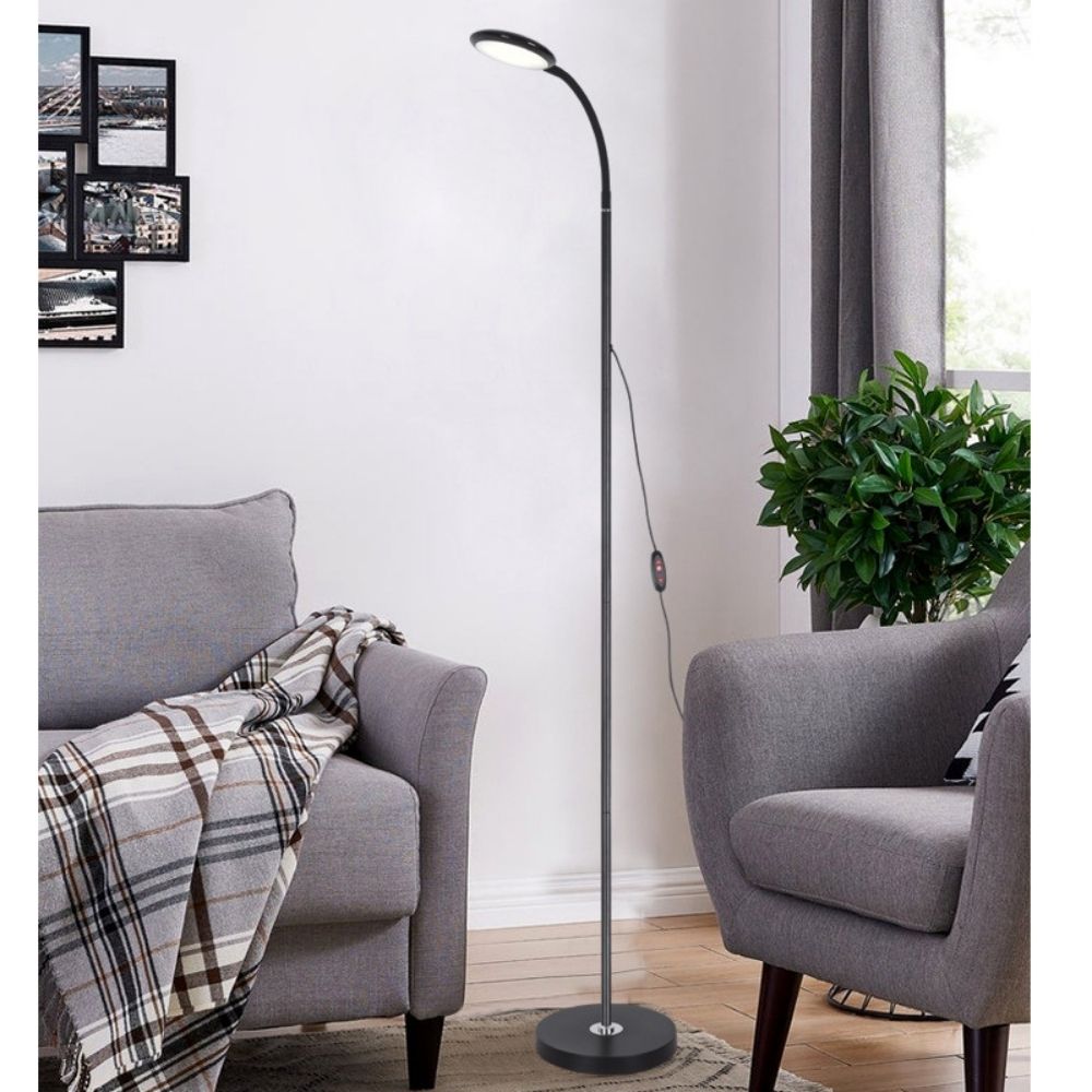 [SG Seller]LED Floor Lamp Multi Brightness Dimmable Lightings Gooseneck Adjustable USB Operated Standing Light for Study Bedside Living Room Piano Aesthetic Lamp White Black
