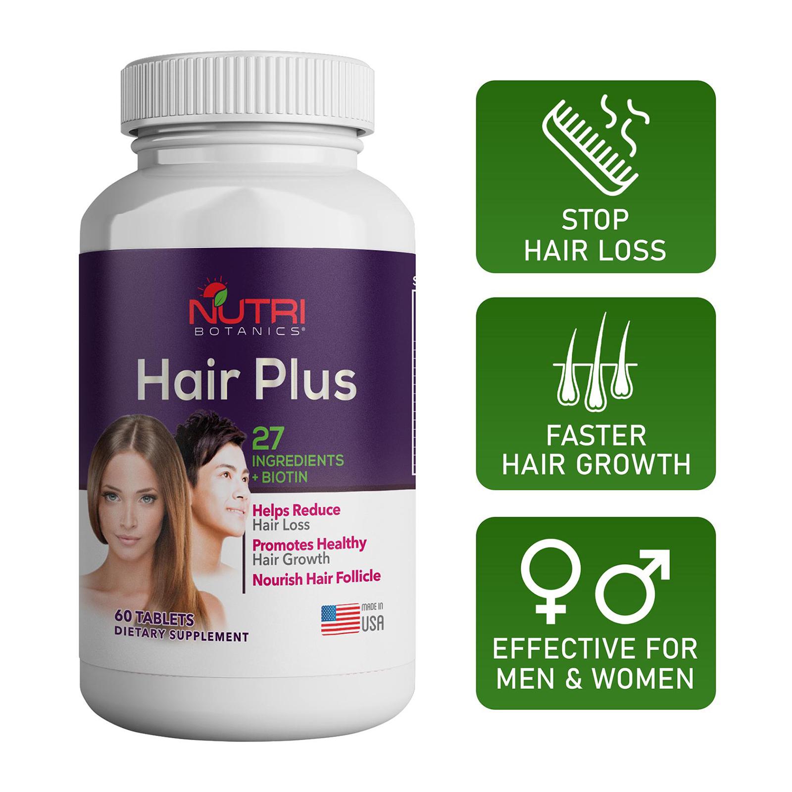Nutri Botanics Hair Plus – Hair Growth Supplement with Biotin Keratin  Collagen - Stop Hair Loss and Thinning Regrow Hair – 27 Hair Vitamins for  Faster Healthier Hair Growth - For Women And Men | Lazada Singapore