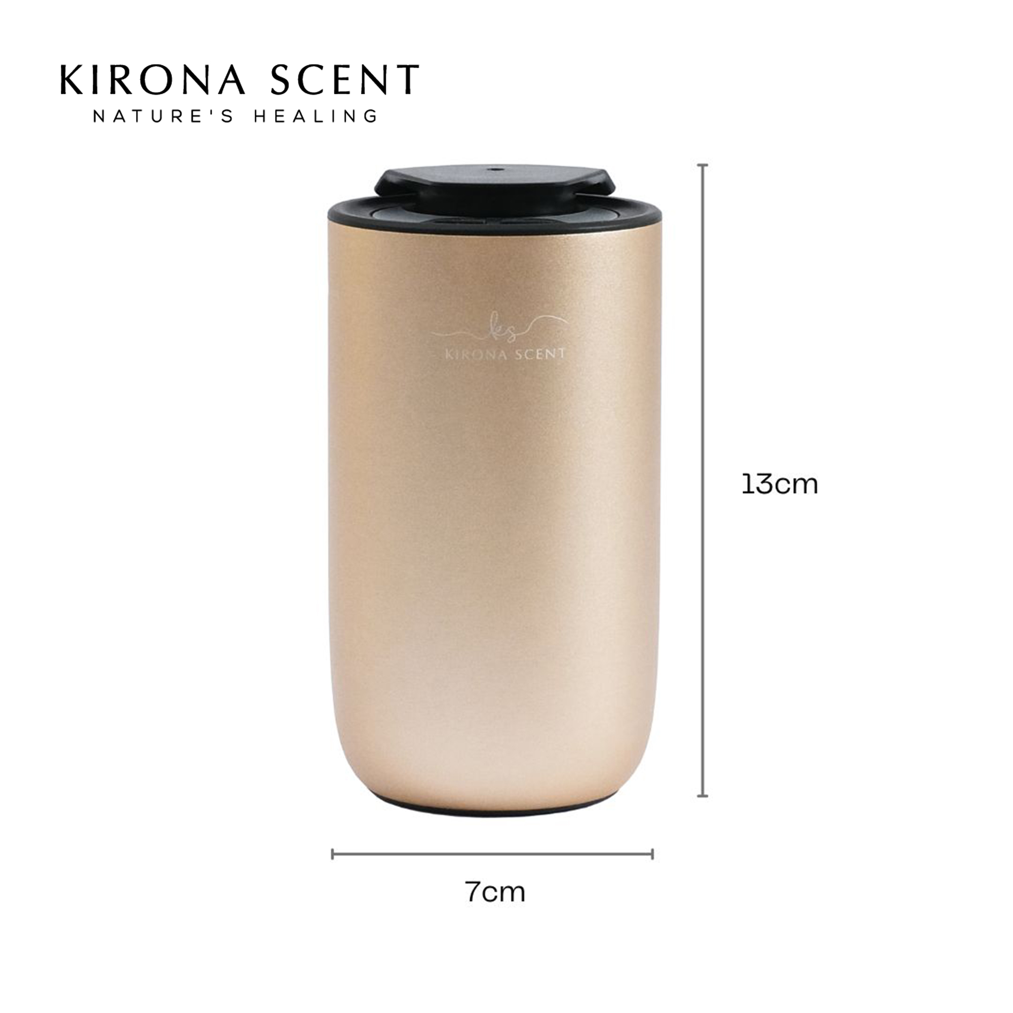 [KIRONA SCENT] Bullet Aroma Nebulizer | Titanium Black | Compact & Portable | 9 LED Lights | Free Pure Essential Oil