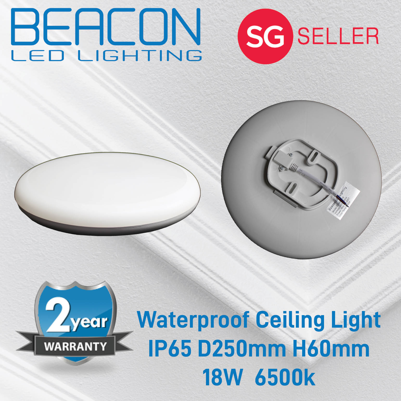 BEACON LED 18W/36W IP65 Waterproof Ceiling Light / Acrylic Ceiling Light - Suitable for Balcony Bathroom