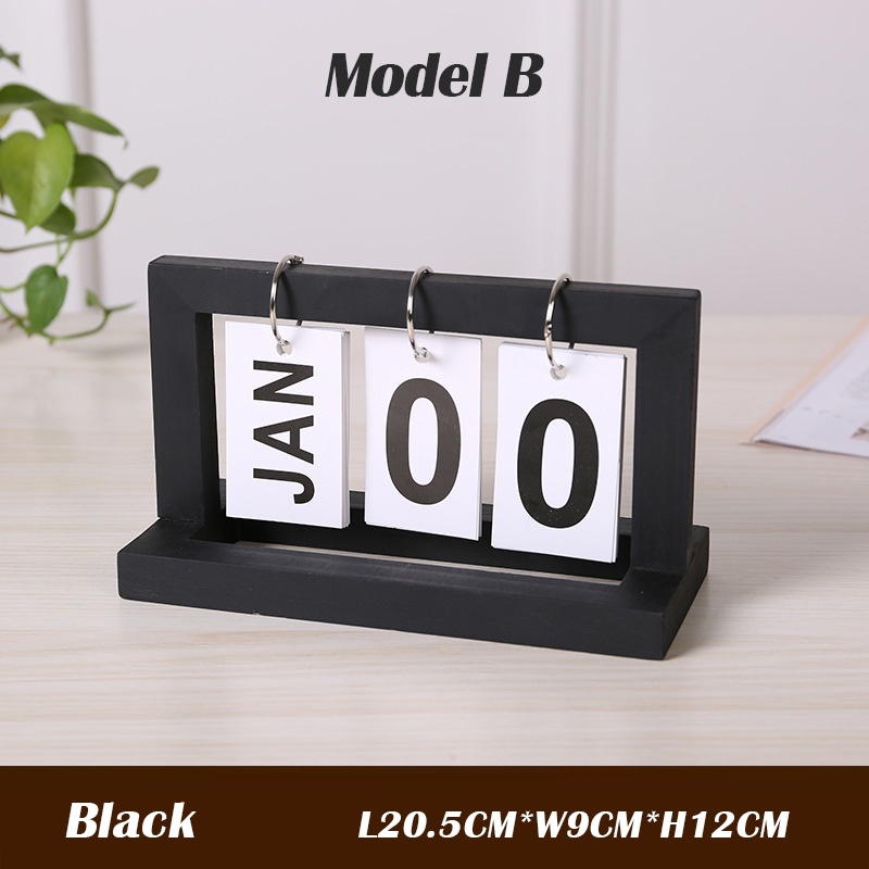 {SG} Wood Desk Calendar Mini Calendars No Year Limit Solid Color Office Desktop Calendar