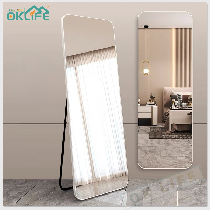 [OKLIFE.SG] Floor Stand Mirror Home Bedroom Wall Hanging Mirror Full Length Mirror