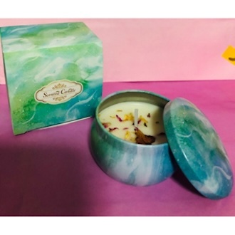 {OCEAN.SG} Aromatherapy Candle with Gift Box Tin dry Flowers Floating Candle Fragrance New Year Gift . Wedding Gift