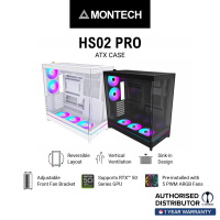 Montech HS02 / HS02 PRO ATX Mid-Tower Case – Reversible Layout 8° Curved Glass Chimney Airflow ARGB Fans