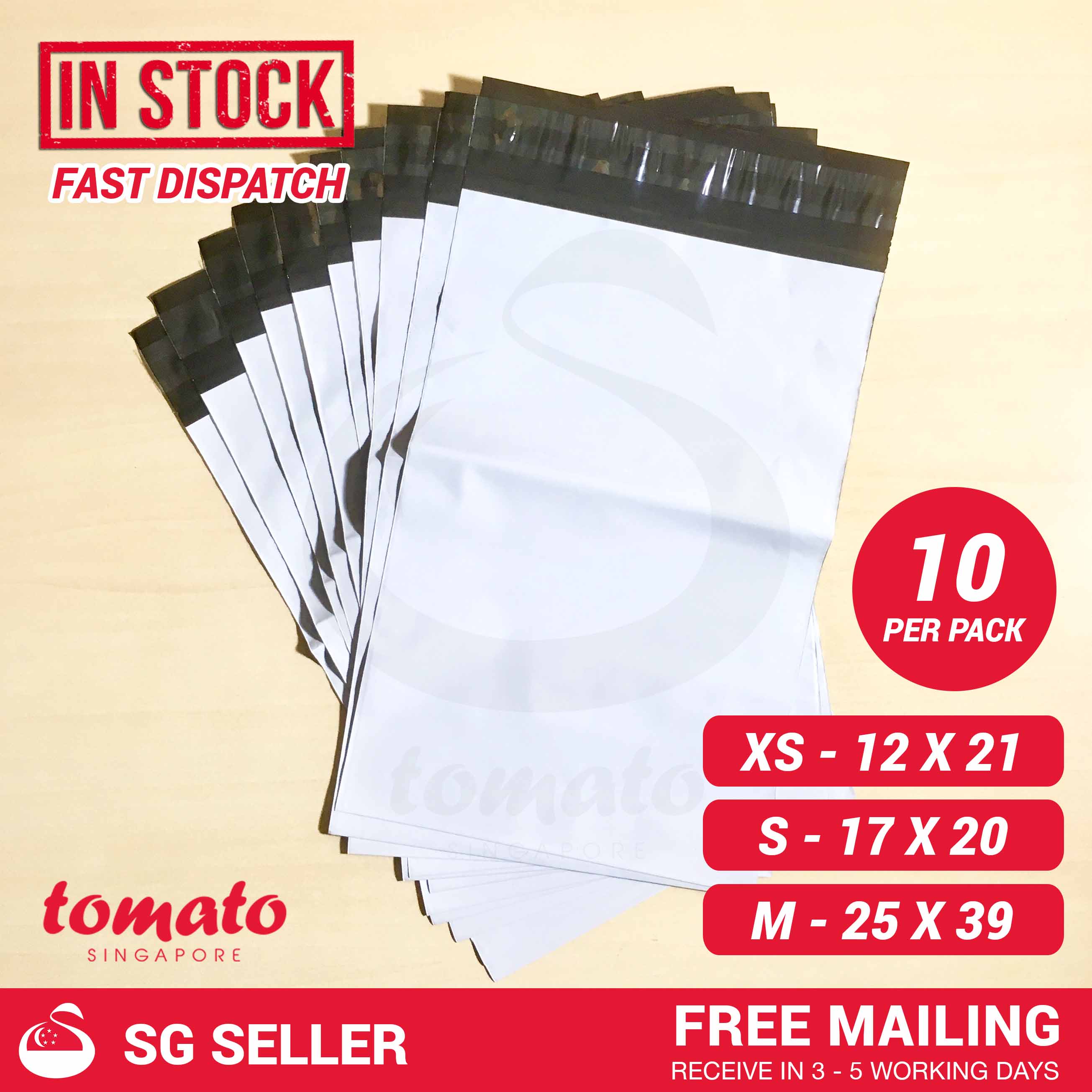 Polymailers / White Mailing Bag / Courier Bag / Envelop / Package -10pcs Extra Small / Small / Medium