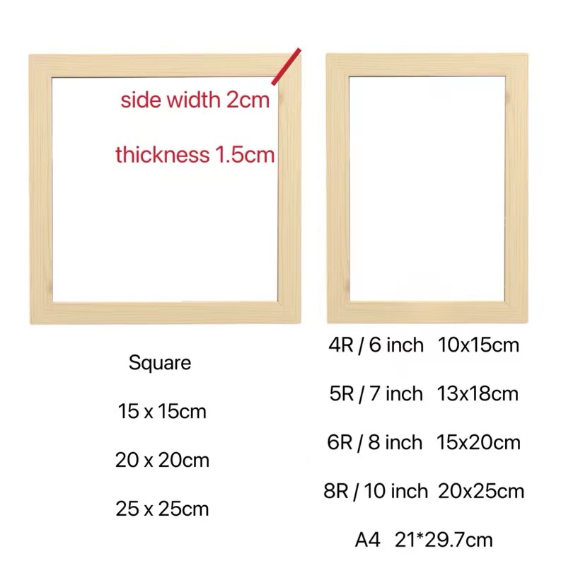 Superfactory Wooden Picture Frame - Wall Art Poster Painting Photo Hanging Stand Desk Table Decor A4 4R 5R 6R 8R Square
