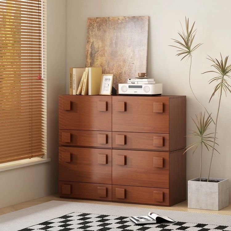Vintage Solid Wood Modular Storage Cabinet – Retro Drawer Chest for Living Room, Bedroom, Sofa Side or TV Stand