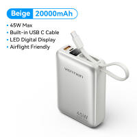 [CCC Certified ]Vention 20000mAh 45W Power Bank Fast Charging 3 Port Built in Type C Cord for Laptop Tablet iPhone 18 17 16 15 pro max Samsung Xiaomi Huawei Realme Portable Powerbank